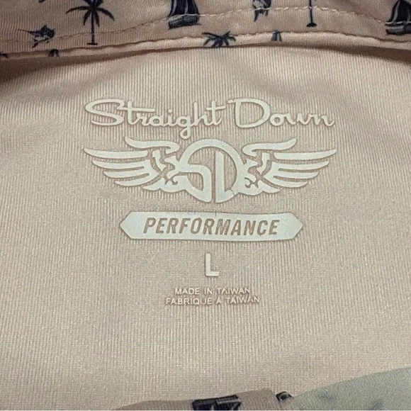 Straight Down Men’s Polo Large Palm Tree Sail Boat Print Pink - Picture 9 of 12